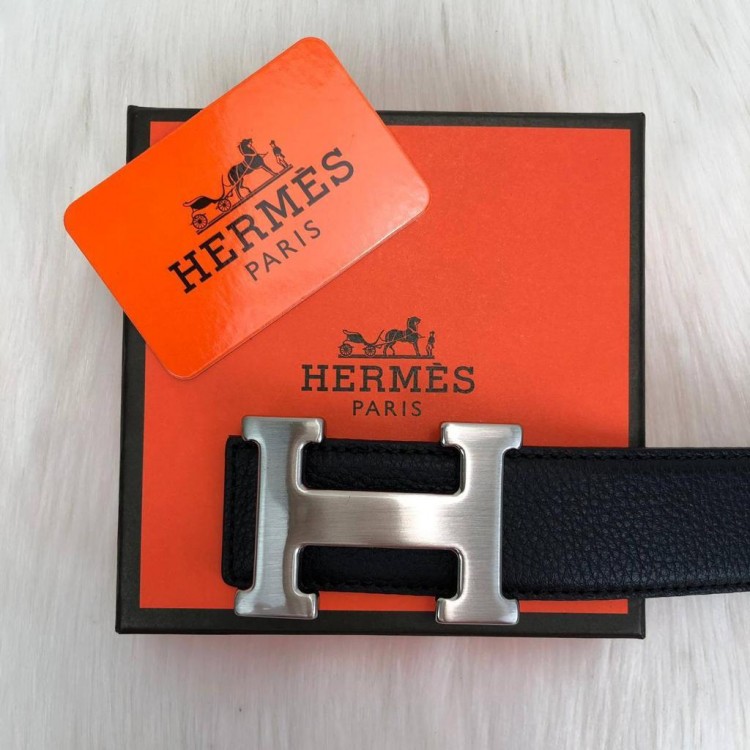 HERMES KEMER SİYAH 4 CM GUMUS